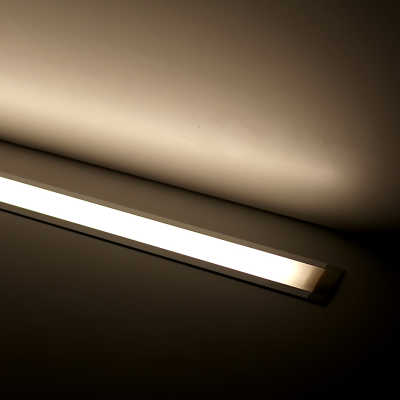 Constant Current LED Einbau-Leiste "Inside" | diffus neutralweiß | CRI 90+ 24VDC 120° | Wunschlänge 63cm | 144x 2835 LEDs | 1236 Lumen | 11,4 Watt | Ein- und Ausgangskabel ( zum Verbinden mehrerer LED-Leisten )