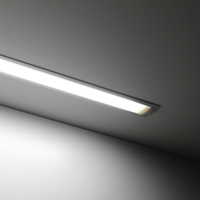 COB LED Einbau-Leiste "Inside" | diffus tageslichtweiß | CRI 90+ 24VDC 180° | Wunschlänge 144cm | 744x COB LEDs | 2114 Lumen | 21,1 Watt | Ein- und Ausgangskabel ( zum Verbinden mehrerer LED-Leisten )