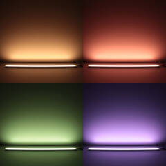 RGBW LED Leisten Komplettset | diffus | Farbwechsel & warmweiß | incl. 24V Netzteil und Controller & Fernbedienung Wunschlänge 53cm | 35x RGB LEDs & 70x warmweiße LEDs | 16 Watt gesamt |