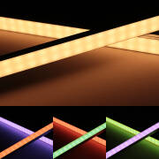 RGBW LED Leisten Komplettset | diffus | Farbwechsel & warmweiß | incl. 24V Netzteil und Controller & Fernbedienung Wunschlänge 123cm | 84x RGB LEDs & 168x warmweiße LEDs | 39 Watt gesamt |