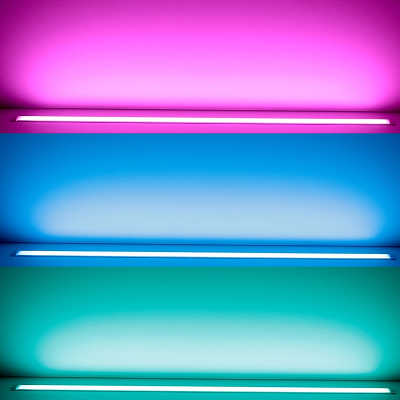 Einbau-RGB&CCT-LED-Leiste "Inwards" | diffus 120° 24V DC | Wunschlänge 33cm | 18x 5050 RGB&CCT LEDs | 6 Watt gesamt | Ein- und Ausgangskabel ( zum Verbinden mehrerer LED-Leisten )