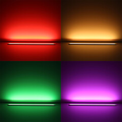 RGB LED COB Lichtleiste Farbwechsel SlimLine – klar – 840x COB RGB LEDs – 690 Lumen – 15,8 W je Meter – 180° 24V DC