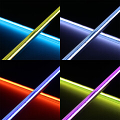 RGB LED COB Lichtleiste Farbwechsel SlimLine – klar – 840x COB RGB LEDs – 690 Lumen – 15,8 W je Meter – 180° 24V DC