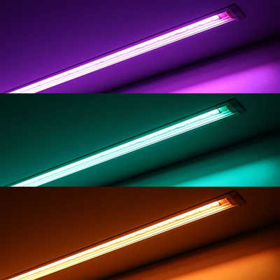 COB LED Einbauleuchte RGB "Wet-Line IP54" | klar | 180° 24V DC | Wunschlänge 48cm | 378x RGB COB LEDs | 311 Lumen gesamt | 7,1 Watt gesamt | nur Eingangskabel (Ausgang geschlossen)