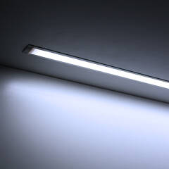 230V Einbau LED Leiste flach & dimmbar | diffus | tageslichtweiß 6300K 120° | Fertigung in Wunschlänge 133cm | 156x 2835 LEDs | 2392 Lumen | 21 Watt |