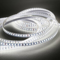 wasserdichter (IP65) 230V LED-Streifen | tageslichtweiß 6300K 120° CRI85 | Maßanfertigung in Länge 3,7m | 444x 2835 LEDs | 6808 Lumen | 60 Watt |