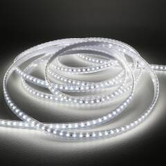 wasserdichter (IP65) 230V LED-Streifen | tageslichtweiß 6300K 120° CRI85 | Maßanfertigung in Länge 3,9m | 468x 2835 LEDs | 7176 Lumen | 64 Watt |