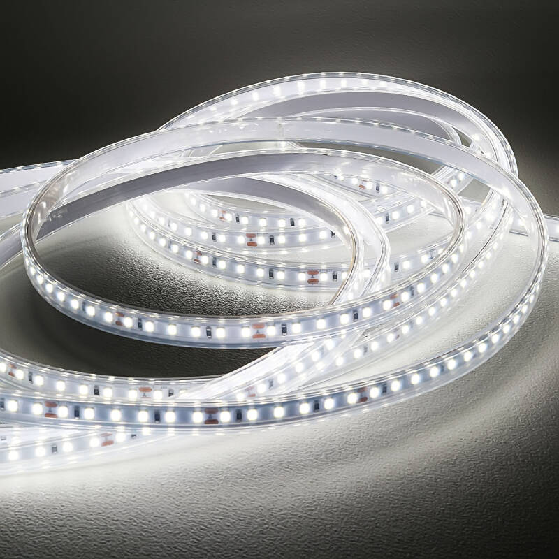 wasserdichter (IP65) 230V LED-Streifen | tageslichtweiß 6300K 120° CRI85 | Maßanfertigung in Länge 7,4m | 888x 2835 LEDs | 13616 Lumen | 121 Watt |