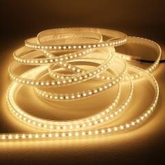 wasserdichter (IP65) 230V LED-Streifen | warmweiß 2700K 120° CRI82 | Maßanfertigung in Länge 1,1m | 132x 2835 LEDs | 1848 Lumen | 18 Watt |
