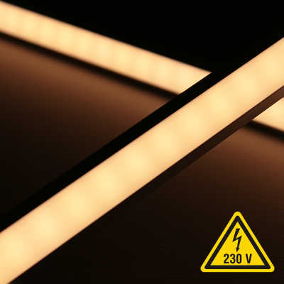 LED Eckleiste 230V dimmbar IP65 | warmweiß 2700K diffus | 120° CRI82 | Maßanfertigung in Länge 62cm | 72x 2835 LEDs | 1008 Lumen | 10 Watt |