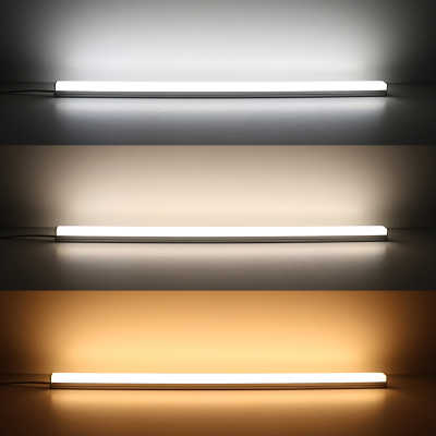 CCT LED Lichtleiste  "Edgy-Line" | diffus  | Dualweiß | CRI 90+ 24VDC 120° | Maßanfertigung in Länge 43cm | 28x weiße 5630 LEDs & 28x warmweiße 5630 LEDs | 2x 6,4 Watt | nur Eingangskabel  (Ausgang geschlossen)