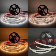 High CRI CCT LED-Streifen – 240 LEDs 2 × 17Watt je Meter – einstellbare Farbtemperatur 2700 K-6500 K – CRI 95+ 24V DC 120°