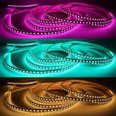 flexibler RGB LED-Leuchtstreifen – 96 × 5050 RGB LEDs – 680 Lumen – 19 W je Meter – 120° 24V DC