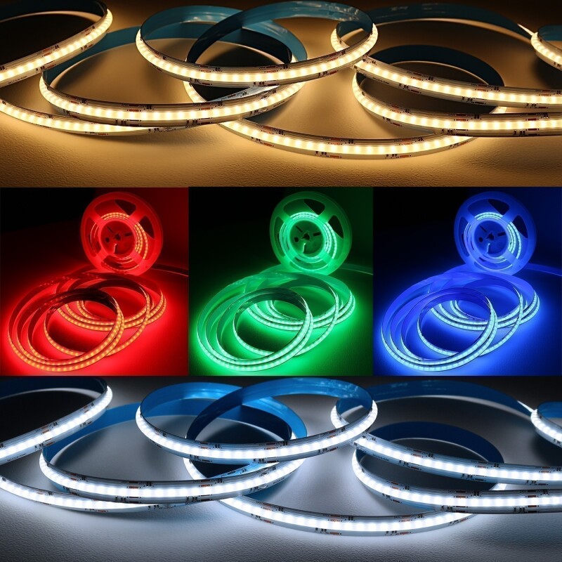 RGB&CCT COB-LED-Streifen dimmbar – 1258 Lumen – 18.6 W je Meter – 180° 24V DC CRI 95+