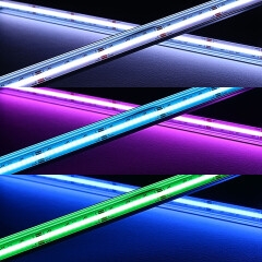COB LED-Leiste Slim-Line – transparent – RGB Farbwechsel, CCT dualweiß, dimmbar – 18.6 W – 1258 lm/m – 180° 24V DC CRI 95RA