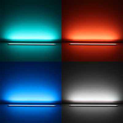 COB LED-Leiste "Slim-Line" | transparent | RGB Farbwechsel, CCT dualweiß, dimmbar | 18.6 Watt - 1258 Lumen je Meter | 180° 24V DC CRI 95RA |