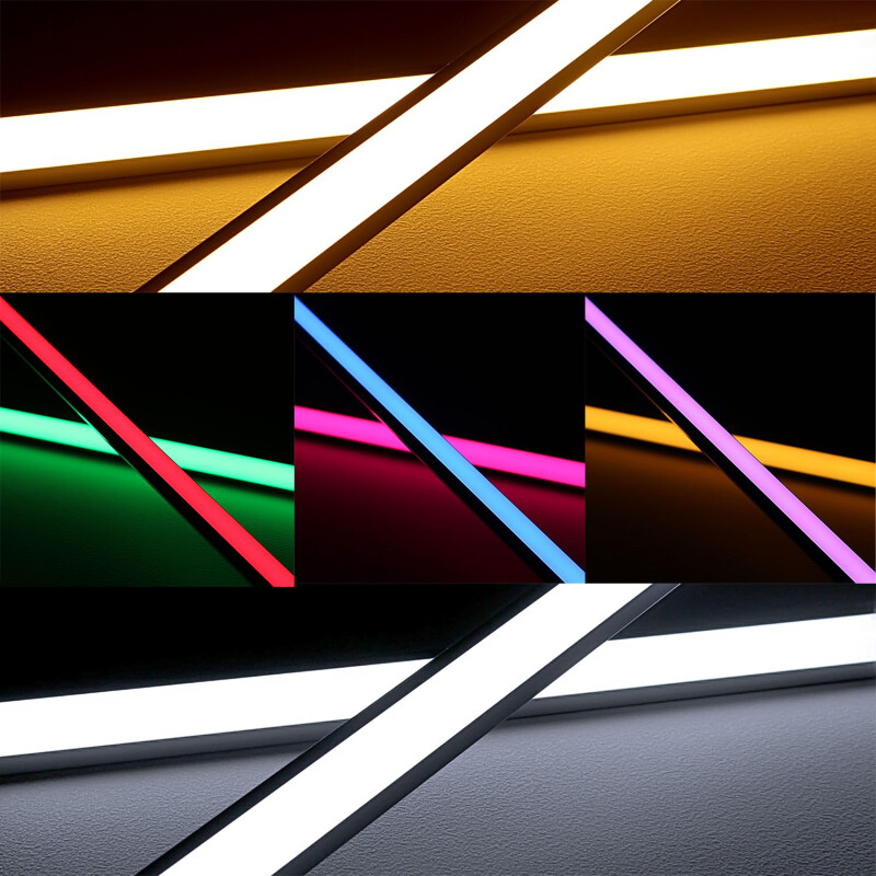 COB LED 45 Grad Eckleiste Corner – diffus – RGB Farbwechsel, CCT einstellbare Farbtemperatur – 18.6 W – 1258 lm/m – 180° 24V DC CRI 95RA