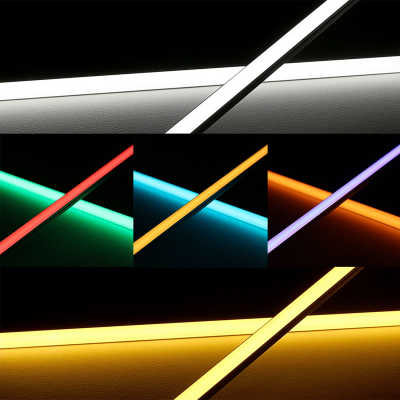 RGBCCT COB LED-Lichtleiste "Out-Line" IP54 wasserdicht | diffus | CCT dualweiß und RGB Farbwechsel | 18.6 Watt - 1258 Lumen je Meter | 180° 24V DC CRI 95RA |