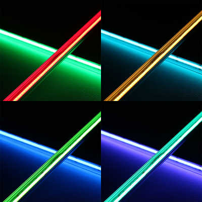 RGBCCT COB LED-Lichtleiste "Out-Line" IP54 wasserdicht | transparent | CCT dualweiß und RGB Farbwechsel | 18.6 Watt - 1258 Lumen je Meter | 180° 24V DC CRI 95RA |