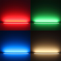COB RGB+CCT Einbau LED-Leiste Wet-Line IP54 wasserdicht – diffus – RGB mehrfarbig, weiß und warmweiß einstellbar – 18.6 W – 1258 lm/m – 180° 24V DC CRI 95RA