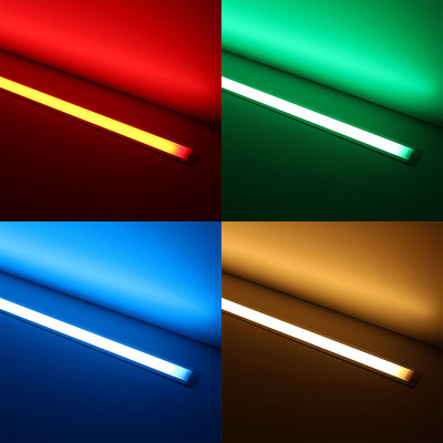 COB RGB+CCT Einbau LED-Leiste "Wet-Line" IP54 wasserdicht | diffus | RGB mehrfarbig, weiß und warmweiß einstellbar | 18.6 Watt - 1258 Lumen je Meter | 180° 24V DC CRI 95RA |