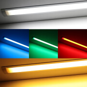 COB RGB+CCT Einbau LED-Leiste Wet-Line IP54 wasserdicht – diffus – RGB mehrfarbig, weiß und warmweiß einstellbar – 18.6 W – 1258 lm/m – 180° 24V DC CRI 95RA