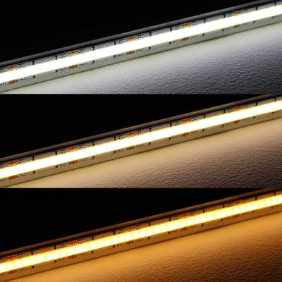 CCT COB-LED-Streifen | 640 LEDs 16 Watt je Meter | einstellbare Farbtemperatur 2700K-6500K dualweiß |  24VDC 180° CRI 90+ |