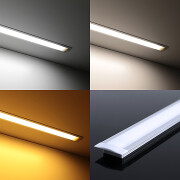 CCT COB LED Einbau-Leiste flach Inside – diffus – 640 COB-LED-Chips 16 W je Meter – CCT dualweiß – CRI 90+ 24V DC 180°