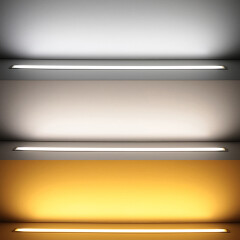 COB CCT LED-Leiste Einbau Wet-Line IP54 wasserdicht – diffus – 640 LED-Chips 16 W je Meter – dualweiß 2700 K-6500 K – CRI 90+ 24V DC 180°