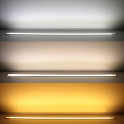 COB CCT LED-Leiste Einbau Wet-Line IP54 wasserdicht – transparent – 640 LED-Chips 16 W je Meter – dualweiß 2700 K-6500 K – CRI 90+ 24V DC 180°
