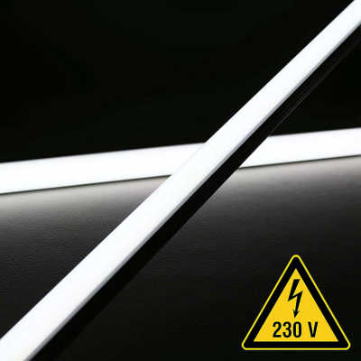 dimmbare LED-Lichtleiste 230V "ROUND" wasserdicht (IP65) diffus | tageslichtweiß 6300K | 120x 2835 LEDs 16,3W 1840lm /m 120° CRI85|