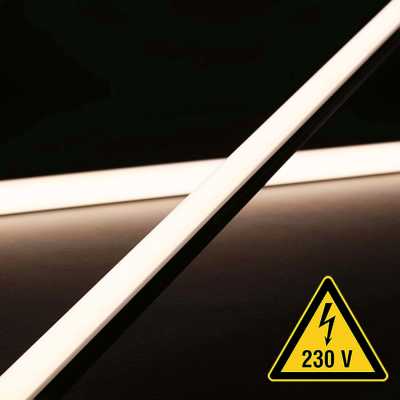 dimmbare LED-Lichtleiste 230V "ROUND" wasserdicht (IP65) diffus | neutralweiß 4100K | 120x 2835 LEDs 16W 1840lm /m 120° CRI83|