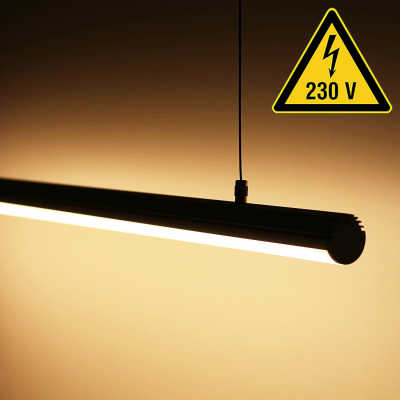 dimmbare LED-Pendelleuchte 230V "ROUND" wasserdicht (IP65) diffus | warmweiß 2700K | 120x 2835 LEDs 16W 1680lm /m 120° CRI82 |