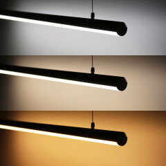 High CRI CCT LED Deckenleuchte ROUND mit Seilaufhängung dimmbar diffus – 240 LEDs 2 × 17Watt je Meter – einstellbare Farbtemperatur 2700 K-6500 K – CRI 95+ 24V DC 120°