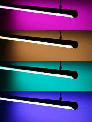 RGB LED Deckenleuchte "ROUND" mit Seilaufhängung  dimmbar diffus | 96x 5050 RGB LEDs - 680 Lumen - 19 Watt je Meter | 120° 24V DC |