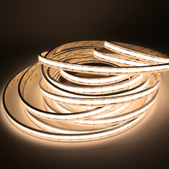 230V Twin-COB LED-Streifen | IP65 wasserdicht dimmbar | CRI93 180° warmweiß 2700K | Maßanfertigung in Länge 25 Meter | 24000x COB LEDs | 46433 Lumen | 569,5 Watt