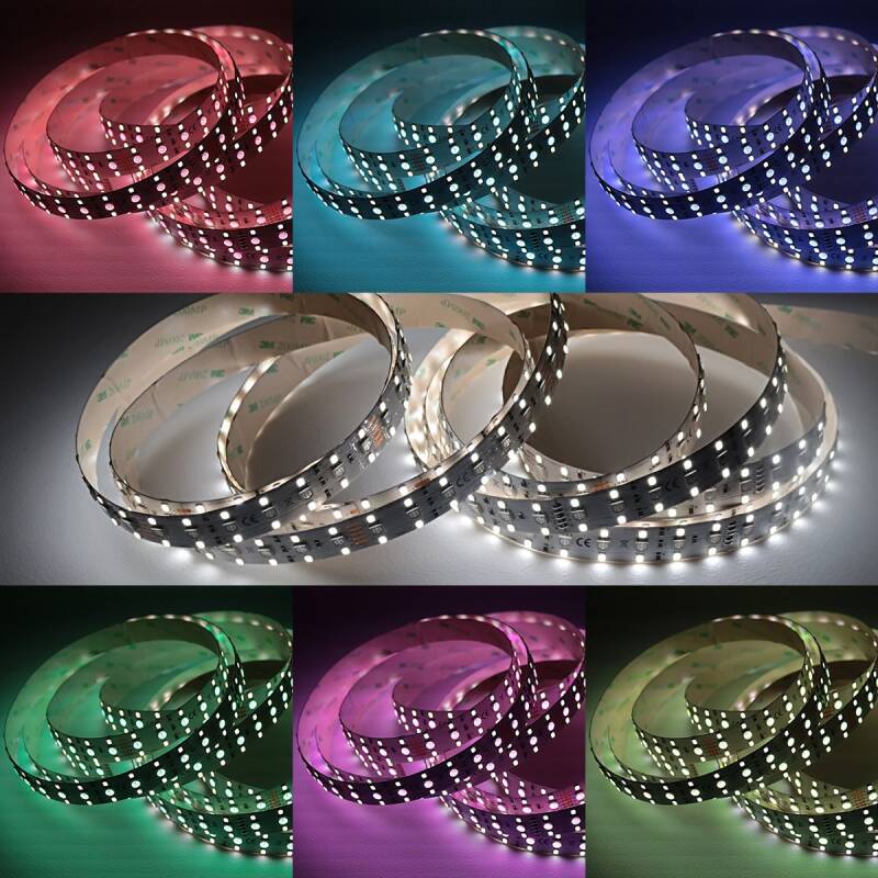 Triple Line RGBW LED Tape | 120° 24V DC | Fertigung nach Maß in Länge 10cm | 7x RGB LEDs & 14x weiße LEDs | 3 Watt gesamt |