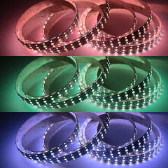 Triple Line RGBW LED Tape | 120° 24V DC | Fertigung nach Maß in Länge 10cm | 7x RGB LEDs & 14x weiße LEDs | 3 Watt gesamt |