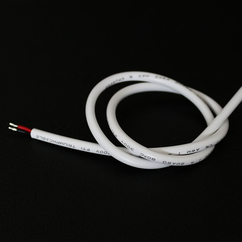 50cm Rundkabel weiss mit offenen Kabelenden – angelötet an den Eingang