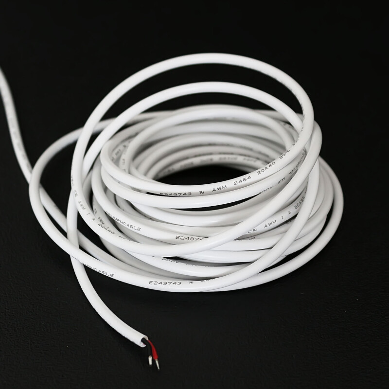 Meter Rundkabel weiss mit offenen Kabelenden – angelötet an den Eingang