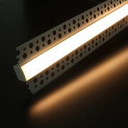Einputz LED-Lichtleiste Plaster für Trockenbau – diffus dimmbar – warmweiß 2700 K – CRI92 24V DC 180° – 528x LED Chips 12,5 W – 1172 lm/m