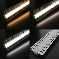 Einputz COB RGB CCT LED-Leiste Plaster für Trockenbau – diffus dimmbar farbwechselnd – 1258 Lumen – 18.6 W je Meter – 180° 24V DC CRI 95+