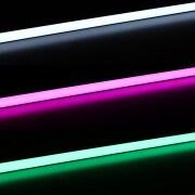 Alu COB RGB LED-Leiste MICRO-LINE dimmbar farbwechselnd – Abdeckung weiß diffus – 840 LEDs – 690 Lumen – 15.8 W je Meter – 180° 24V DC