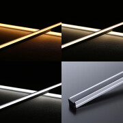 CCT COB LED-Leiste MICRO-LINE BLACK Alu dimmbar – Abdeckung schwarz – 640 LEDs 16 W je Meter – einstellbare Farbtemperatur 2700 K-6500 K dualweiß – 24V DC 180° CRI 90+