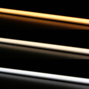 CCT COB LED-Leiste MICRO-LINE BLACK Alu dimmbar – Abdeckung schwarz – 640 LEDs 16 W je Meter – einstellbare Farbtemperatur 2700 K-6500 K dualweiß – 24V DC 180° CRI 90+