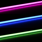 Alu COB RGB LED-Leiste MICRO-LINE BLACK dimmbar farbwechselnd – Abdeckung schwarz – 840 LEDs – 690 Lumen – 15.8 W je Meter – 180° 24V DC