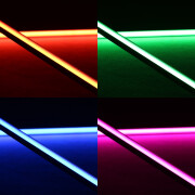 Alu COB RGB LED-Leiste MICRO-LINE BLACK dimmbar farbwechselnd – Abdeckung schwarz – 840 LEDs – 690 Lumen – 15.8 W je Meter – 180° 24V DC