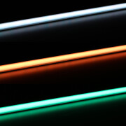 Alu COB RGB LED-Leiste MICRO-LINE BLACK dimmbar farbwechselnd – Abdeckung schwarz – 840 LEDs – 690 Lumen – 15.8 W je Meter – 180° 24V DC