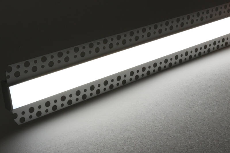 230V COB LED-Lichtleiste "Plaster max" zum Einputzen für Trockenbau | diffus dimmbar | mit Double-Line COB LED Streifen IP65 tageslichtweiß 6500K CRI96 | Maßanfertigung in Länge 23 cm | 192x COB LEDs | 413 Lumen | 4,54 Watt |