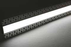 230V COB LED-Lichtleiste "Plaster max" zum Einputzen für Trockenbau | diffus dimmbar | mit Double-Line COB LED Streifen IP65 tageslichtweiß 6500K CRI96 | Maßanfertigung in Länge 23 cm | 192x COB LEDs | 413 Lumen | 4,54 Watt |
